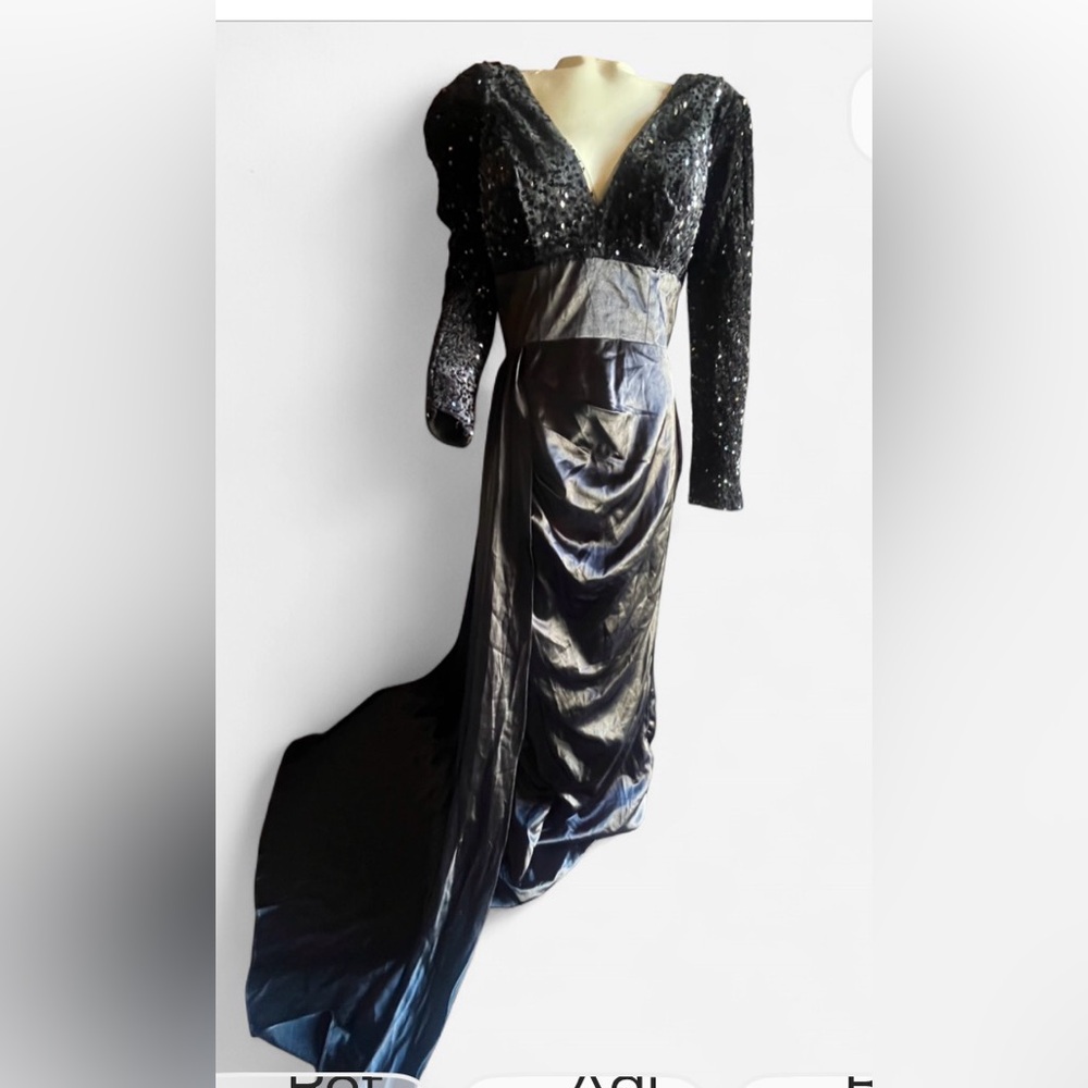 Elegant Black Sequin Evening Gown
